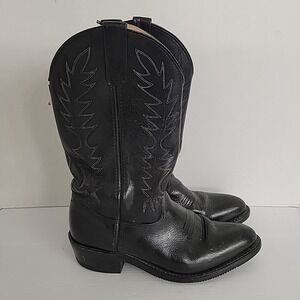 Double‎ H 150 Plus Black Leather Round Soft Toe Cowboy Work Boots #3267 Men 9 D